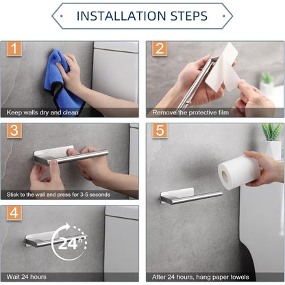 Toilettenpapierhalter Edelstahl ohne Bohren mit Klebehaken