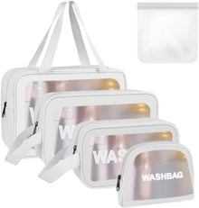 Transparente Kosmetiktasche Set mit 4PC, PU-Leder Organizer
