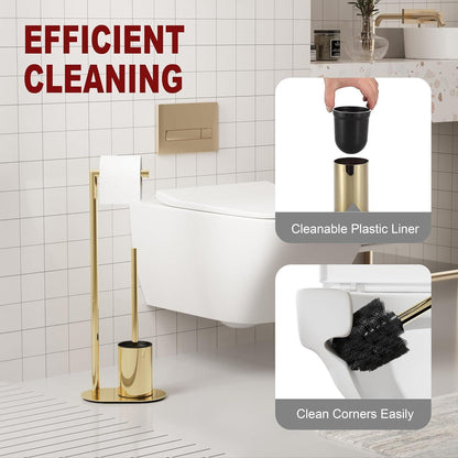 WC Garnitur Gold – Edelstahl Toilettenpapierhalter & Bürste