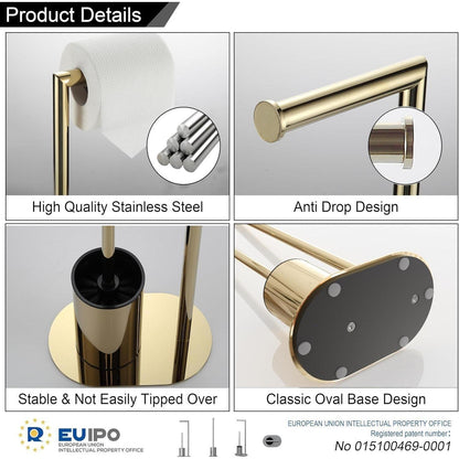 WC Garnitur Gold – Edelstahl Toilettenpapierhalter & Bürste