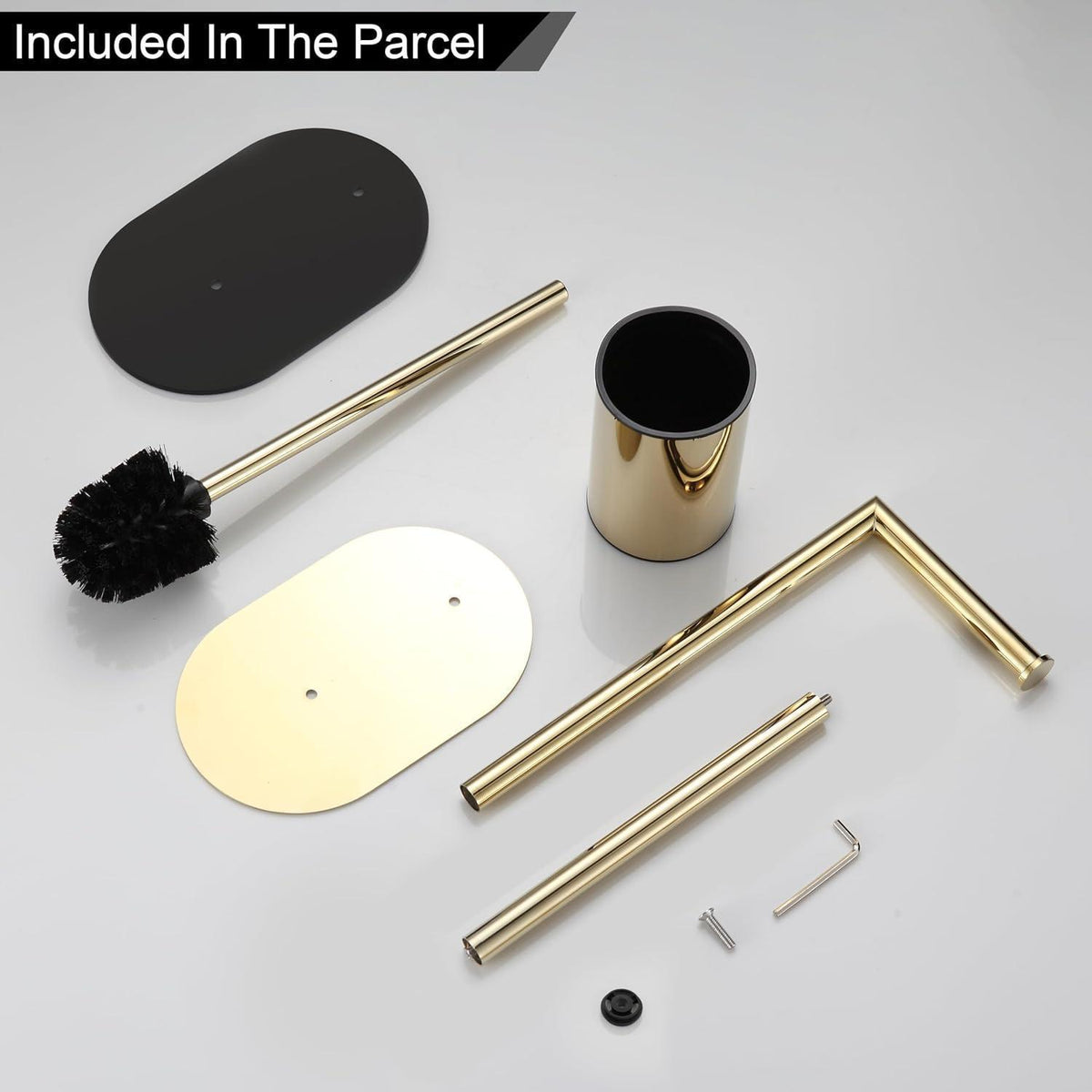WC Garnitur Gold – Edelstahl Toilettenpapierhalter & Bürste