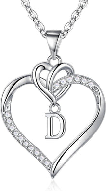 Herz Initial Halskette 14K Vergoldet Zirkonia Damen Valentinstag