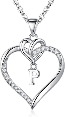 Valentinstag Geschenk Frauen Herzanhänger Initiale Zirkonia Silber