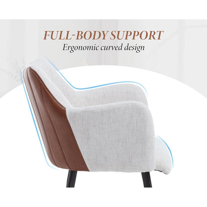 Esszimmerstühle 2er Set Modern Beige Leinen in Lederoptik