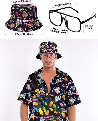 BIQIQI 80er Jahre Outfit Herren Set Hip Hop Kostüm XXL