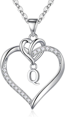 Valentinstag Geschenk Herz Initialen Halskette Zirkonia 14K Gold