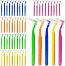 Interdentalbürsten 50 Stück, L-förmige Zahnbürsten 5 Farben