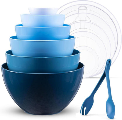 Große Rührschüssel Set mit Deckel 6-teilig BPA-frei Mixing Bowl Set