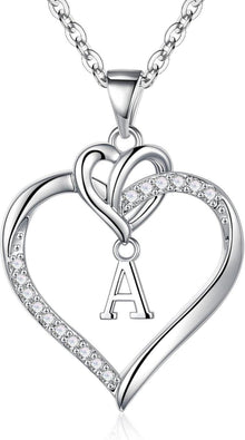 Valentinstag Geschenke Herz Initialen Kette Zirkonia Silber