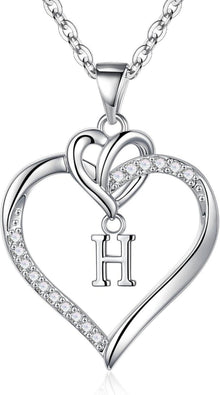Valentinstag Geschenke Herz Initialen Halskette Silber Zirkonia Gold