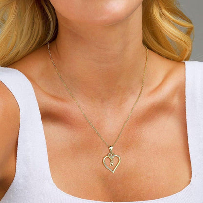 Gold Herz Initial Halskette Zirkonia Damen Geschenke