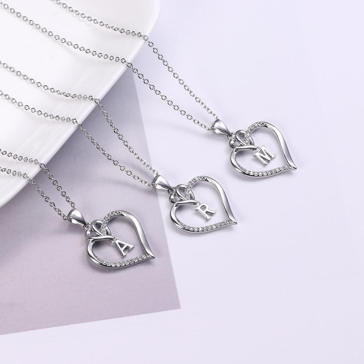 Herz Halskette Damen 14K Gold/Weißgold Vergoldet Zirkonia Anhänger Silber