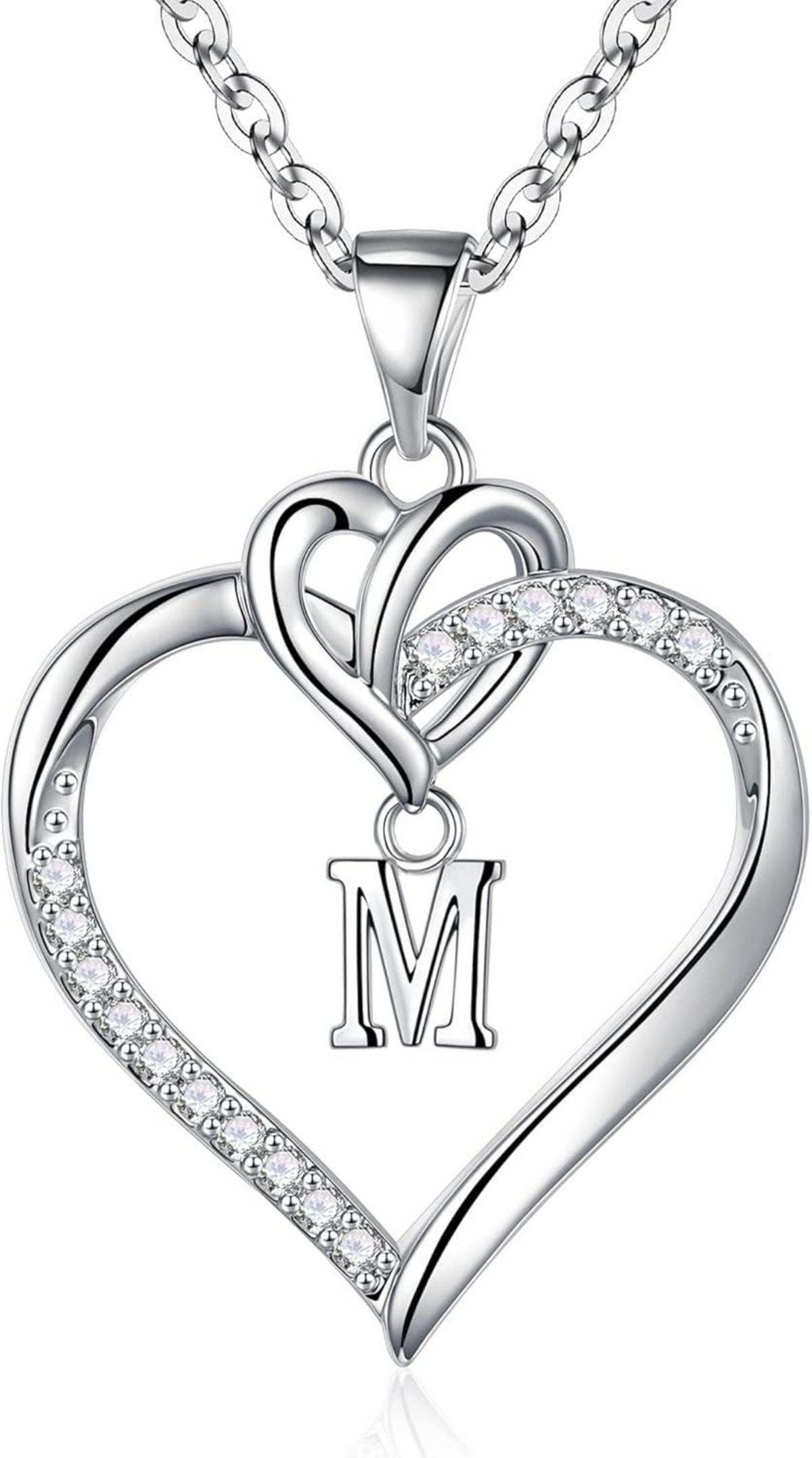 Herz Initial Halskette 14K Gold/Zirkonia Valentinstag Geschenk