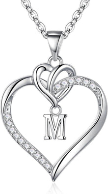 Herz Initial Halskette 14K Gold/Zirkonia Valentinstag Geschenk