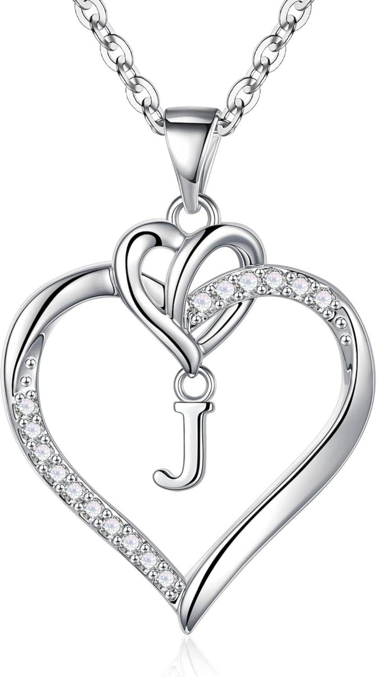 TINGN Herz Initial Halskette 14K Gold Zirkonia Silber