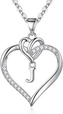 TINGN Herz Initial Halskette 14K Gold Zirkonia Silber