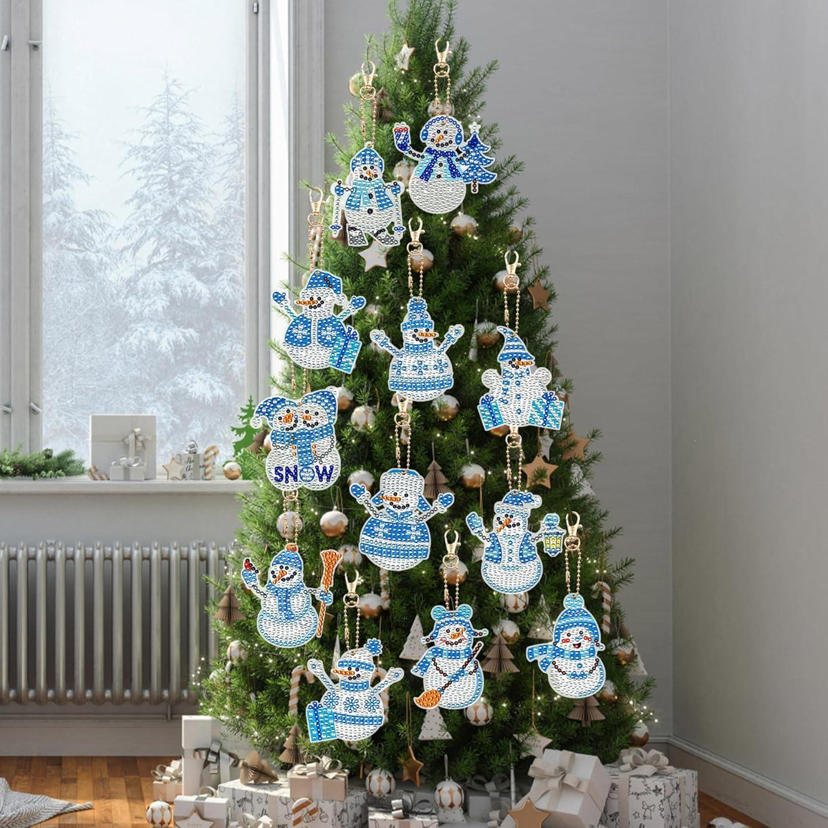 Diamond Painting Schneemann Weihnachtsdeko Anhänger DIY Set 12 Stück
