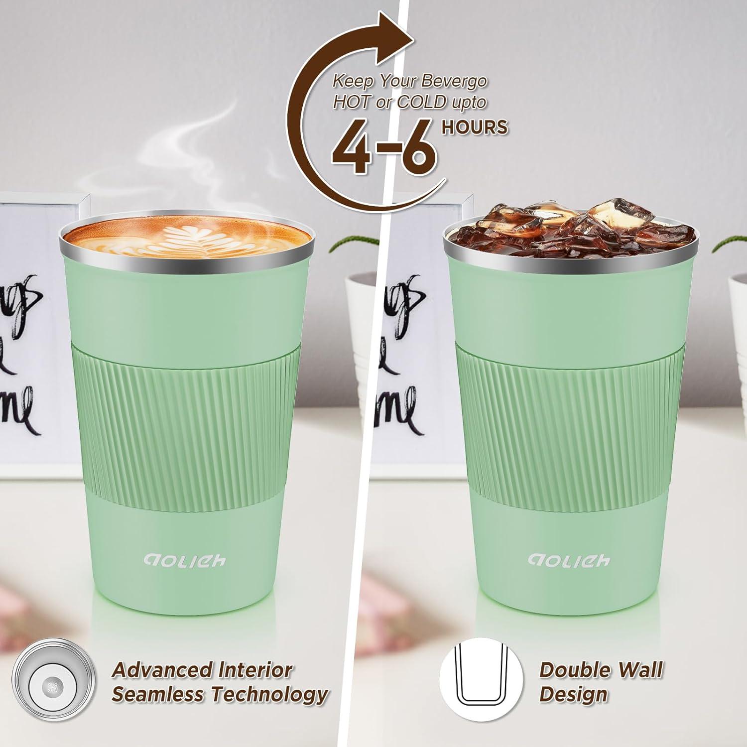 Aolieh Thermobecher Edelstahl Travel Mug 380ml Hellgrün 1 Stück