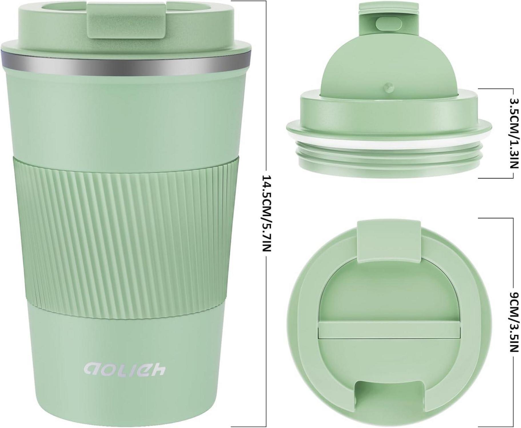 Aolieh Thermobecher Edelstahl Kaffeebecher Isolierbecher 380ml Grün