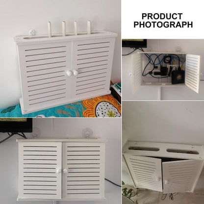 Wandregal PVC für Router mit 2 Ebenen & Kabelmanagement