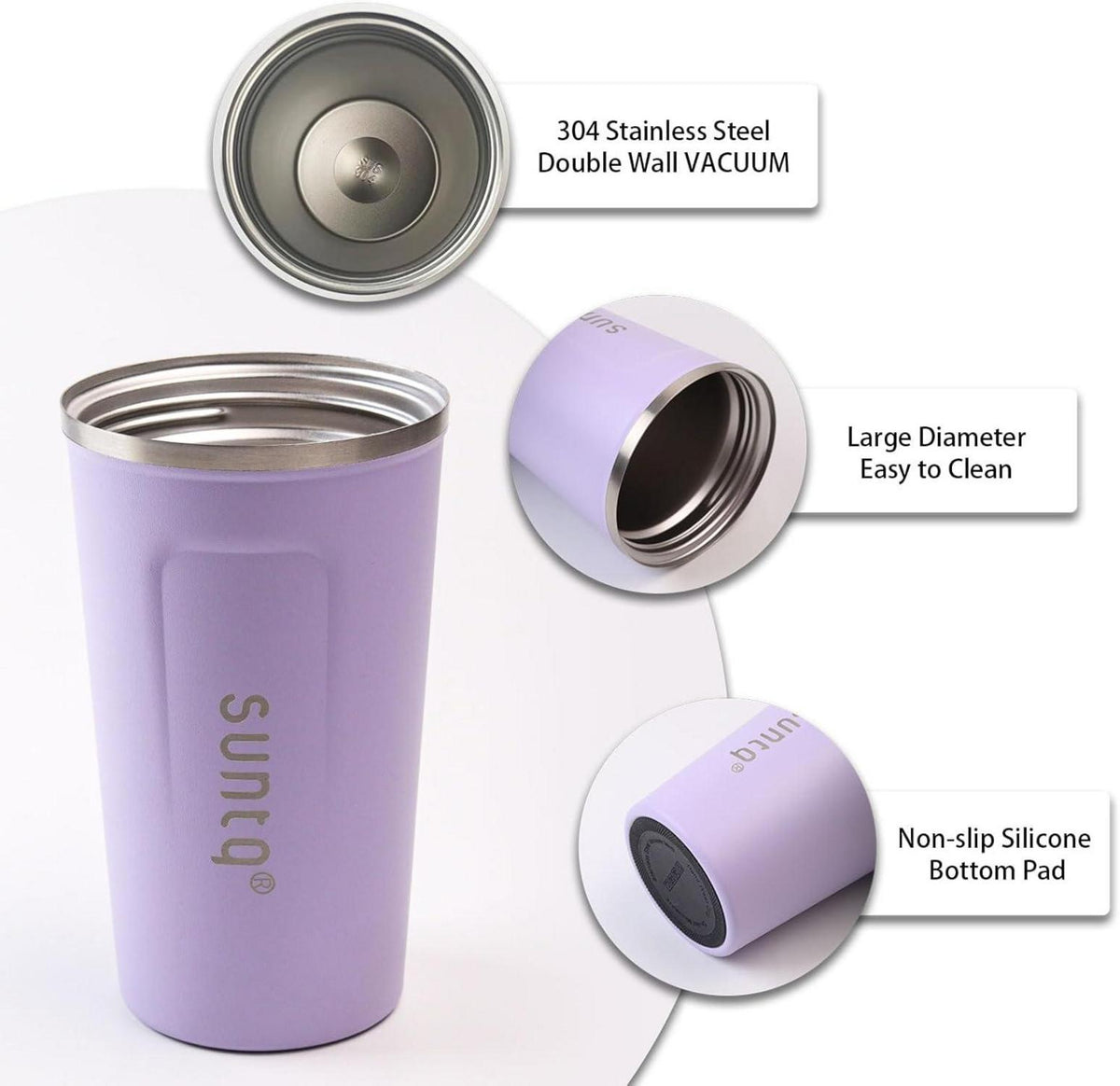 SUNTQ Kaffeebecher to go Edelstahl Thermobecher Doppelwand
