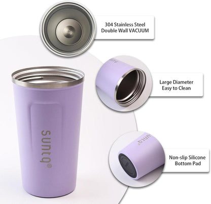SUNTQ Kaffeebecher to go Edelstahl Thermobecher Doppelwand