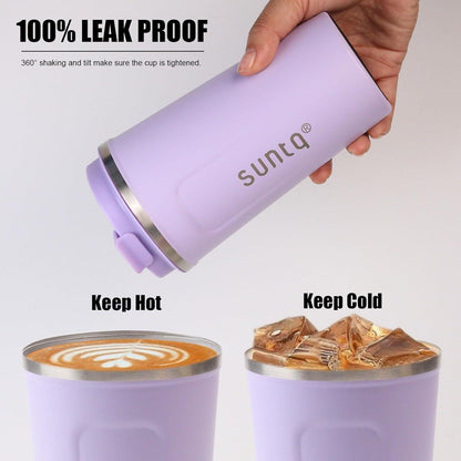 SUNTQ Kaffeebecher Edelstahl Thermobecher Doppelwand Isoliert 510ml Lila