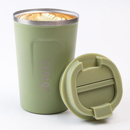 Isolierter Edelstahl Kaffeebecher to go mit auslaufsicherem Deckel