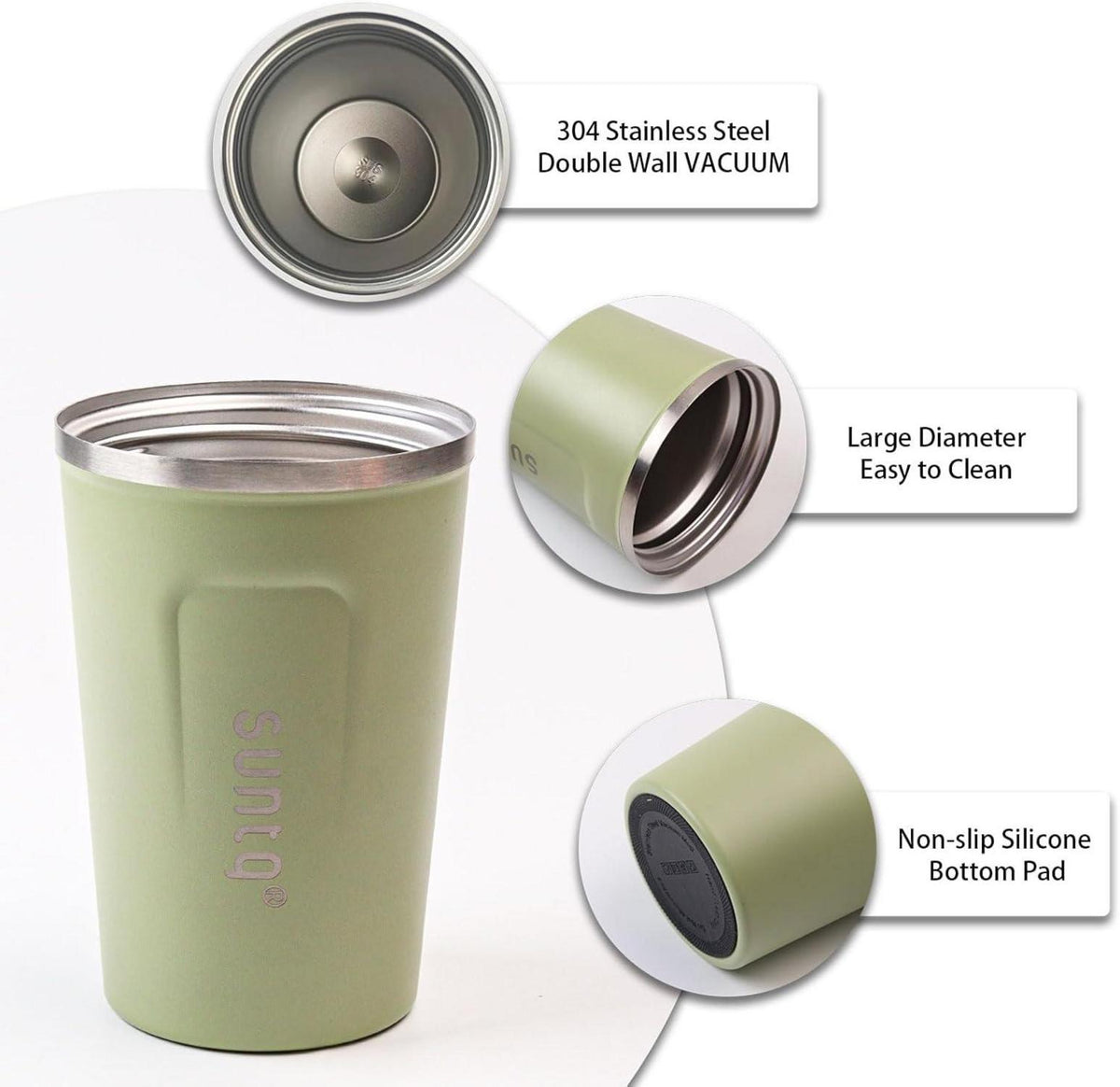 SUNTQ Kaffeebecher to go Edelstahl Thermobecher Doppelwand