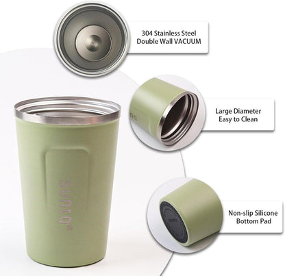 SUNTQ Kaffeebecher to go Edelstahl Thermobecher Doppelwand