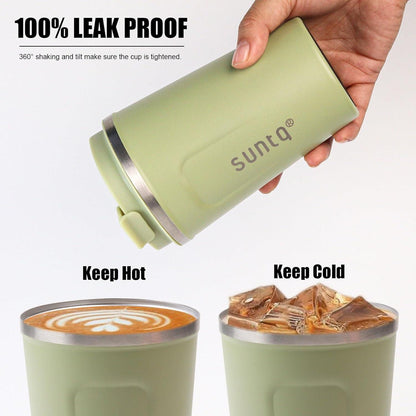 Edelstahl Kaffeebecher to go Thermobecher doppelwandig Isoliert Auslaufsicher 380ml Sage