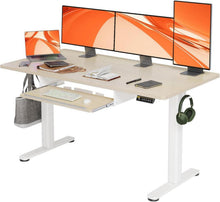 Elektrischer höhenverstellbarer Schreibtisch mit Tastaturablage 140x60