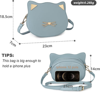 Süße Katze Umhängetasche Mädchen Geschenk Blau Teenager