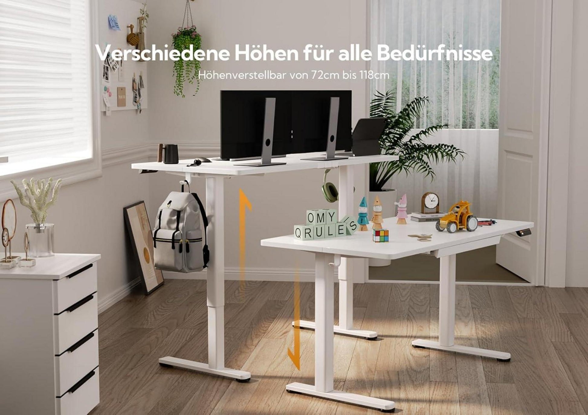 Höhenverstellbarer Schreibtisch 140x60 cm Elektrisch Standing Desk