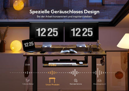 Höhenverstellbarer Schreibtisch Elektrisch 120 x 60 cm Vintage Braun