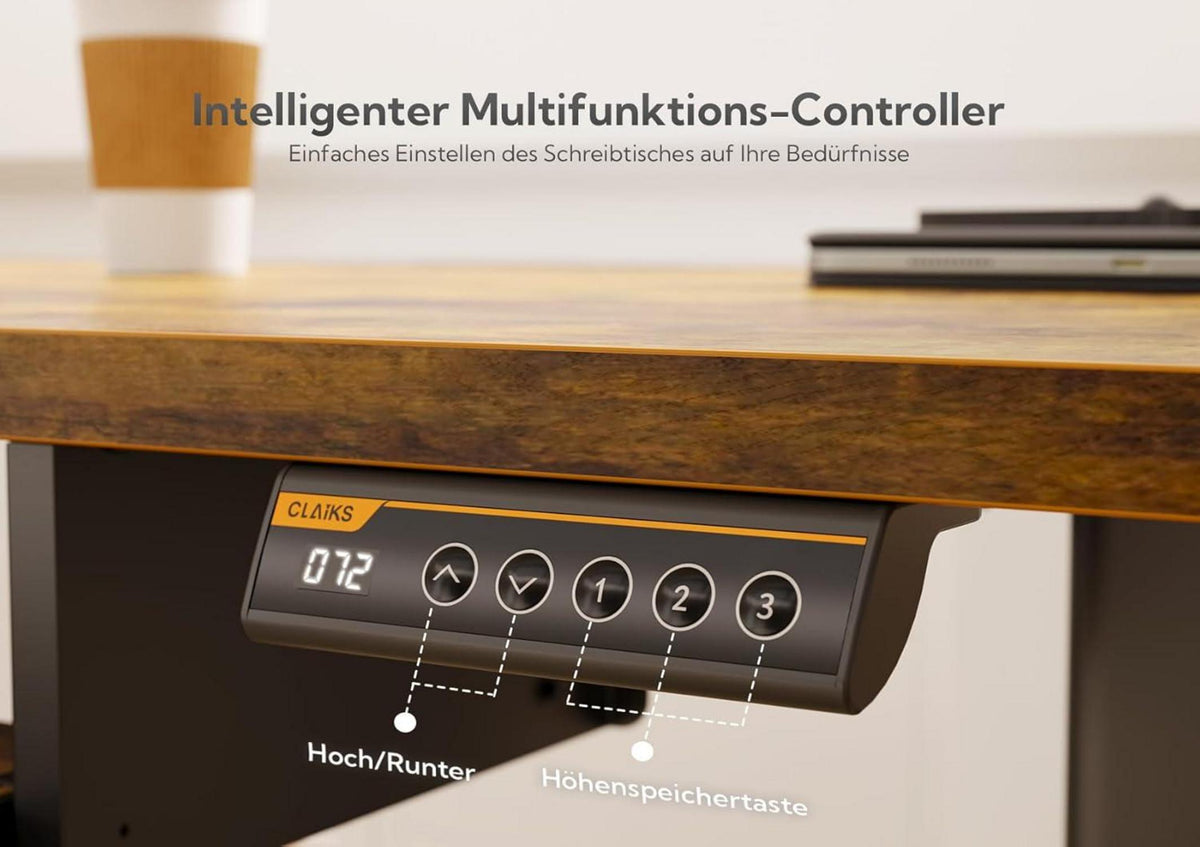 Höhenverstellbarer Schreibtisch Elektrisch Tastaturablage Memoryfunktion