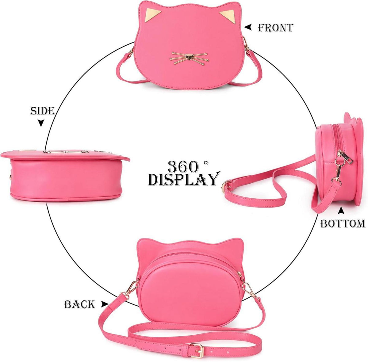 Gladdon Katzenohren Messenger Crossbody Schultertasche Fuchsia Teenager Mädchen Geschenk