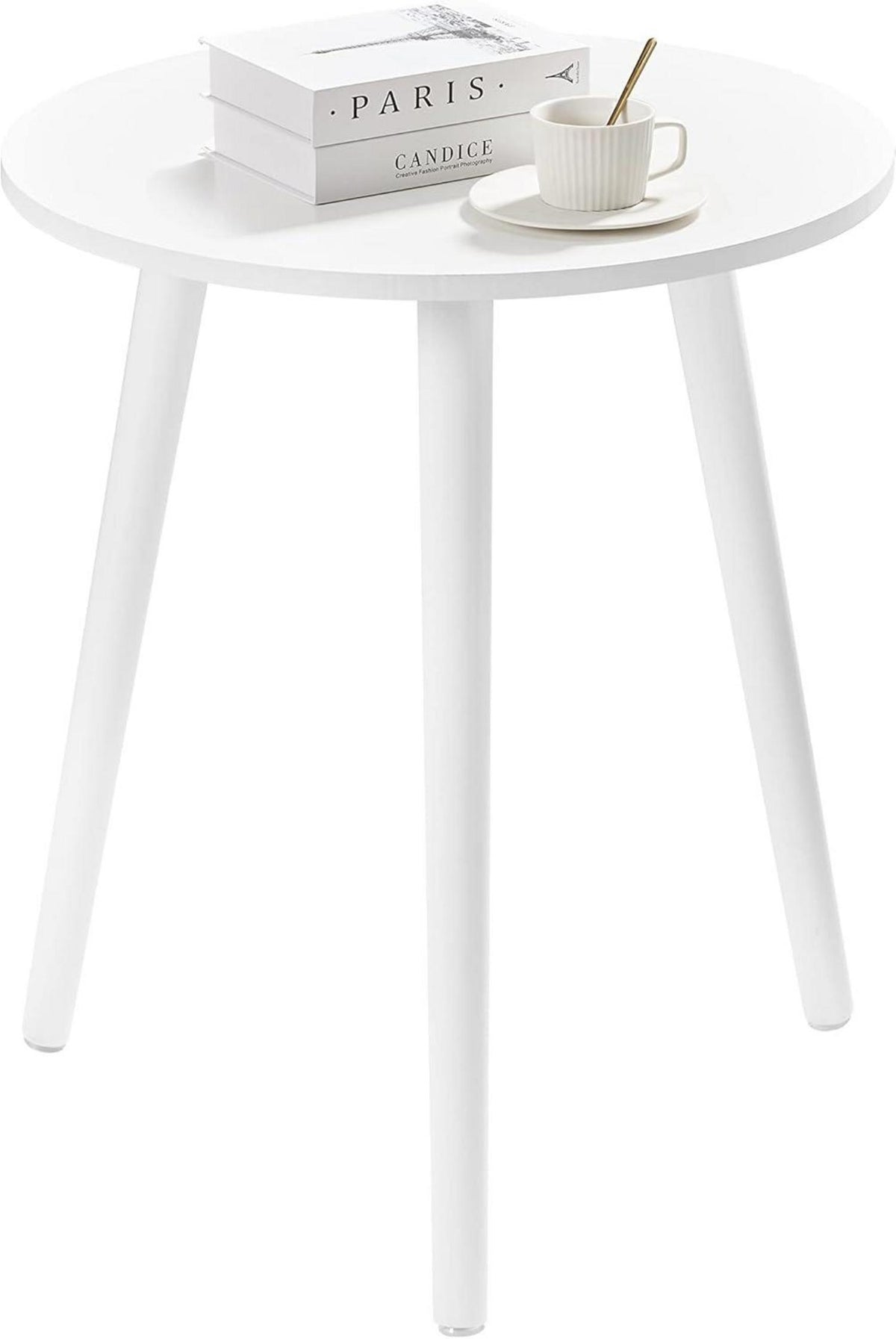 YOUDENOVA Beistelltisch Holz rund Ø42x52cm Weiß Sofa Wohnzimmer Ablagetisch