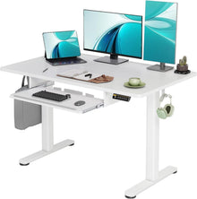 Höhenverstellbarer Schreibtisch Elektrisch Tastaturablage Weiß 120x60