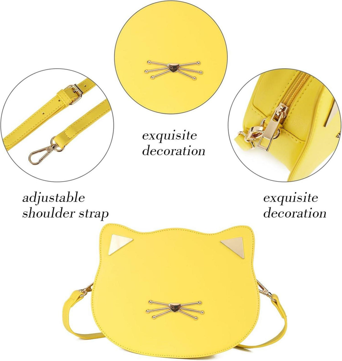 Katze Umhängetasche Gelb für Mädchen ab 12+ Jahre Weihnachtsgeschenk