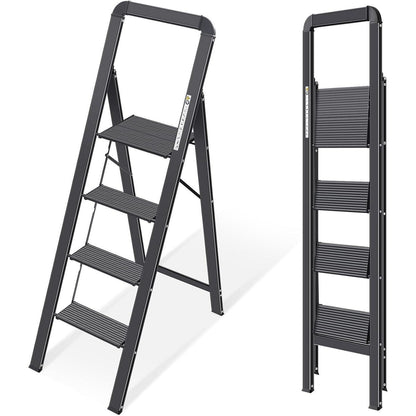 Klapptrittleiter 4 Stufen mit Handlauf, Aluminium, bis 150 kg