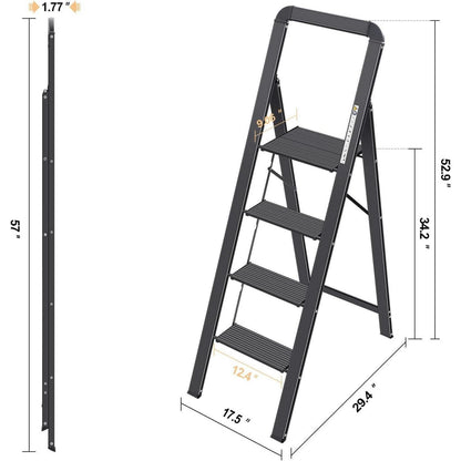 Klapptrittleiter 4 Stufen mit Handlauf, Aluminium, bis 150 kg