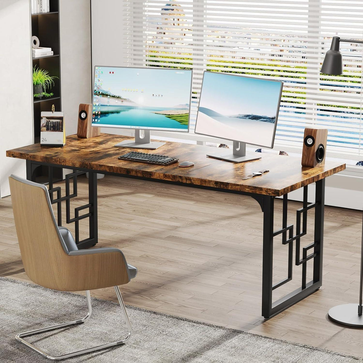 Industriedesign Schreibtisch Holz Metall 160x80x75 cm