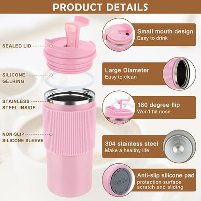 Isolierbecher 450ml Kaffeebecher to Go auslaufsicher mit Deckel