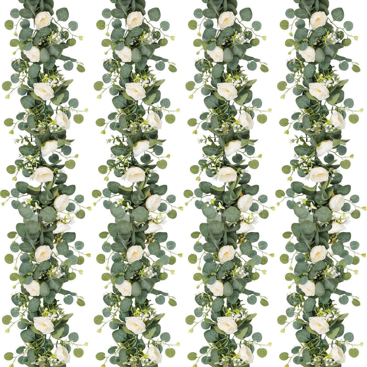 Weiße Eukalyptus Girlande Hochzeit Deko 180cm (4er Set)