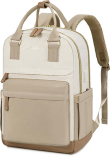 Rucksack Damen 17 Zoll Laptop Schulrucksack Wasserdicht Elegant Beige
