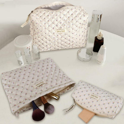 3-teiliges Reise Kosmetiktaschen Set für Damen - Gesteppte