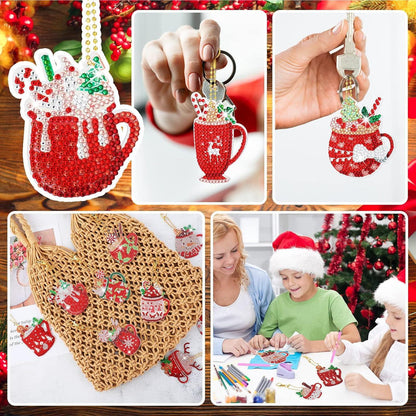 12er Set 5D Diamond Painting Weihnachten Schlüsselanhänger Diamanten Malerei