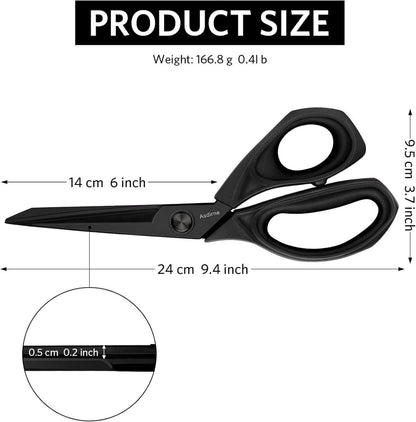Schwarze Titan-Stoffschere mit Titanbeschichteten Klingen, 25 cm, Schwarz