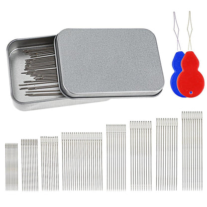 90 Nähnadeln mit großem Öhr – 8 Größen & Einfädler Set